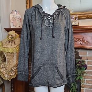 LA Hearts Lace-up Hoodie SM Grey